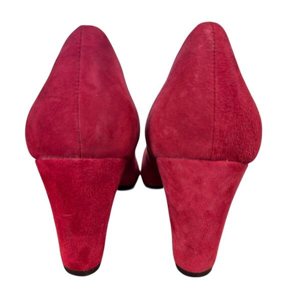 Sofft Red Leather Pumps Chunky High Heels Round Toe Suede Shoes Slip On sz 9.5 - Picture 11 of 16